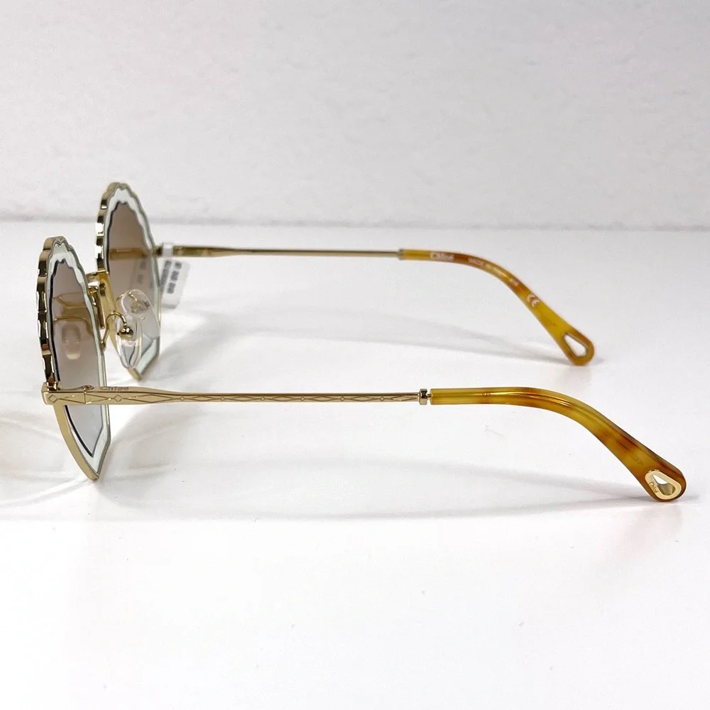 CHLOE Boho Geometric Sunglasses NEW Gradient Burnt Gold Azure